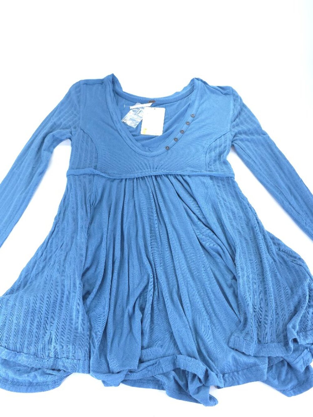Free People Women's Pleated Babydoll Long Sleeve Tunic Top Size XS